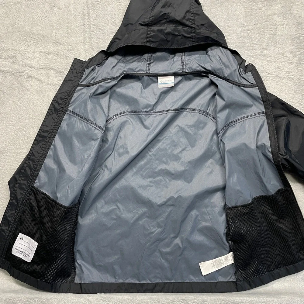 Columbia Switchback II Windbreaker Kids Size M 10/12 Black Hooded Jacket RB3416
